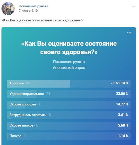 Онлайн опрос «Твое здоровье»